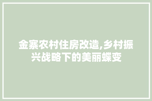 金寨农村住房改造,乡村振兴战略下的美丽蝶变