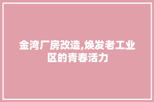金湾厂房改造,焕发老工业区的青春活力 装修攻略