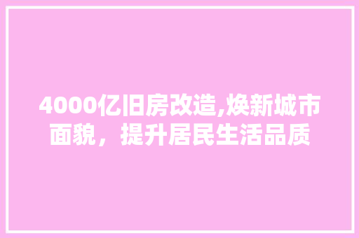 4000亿旧房改造,焕新城市面貌，提升居民生活品质 装修攻略