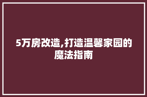 5万房改造,打造温馨家园的魔法指南