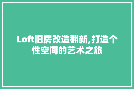 Loft旧房改造翻新,打造个性空间的艺术之旅 地面装修