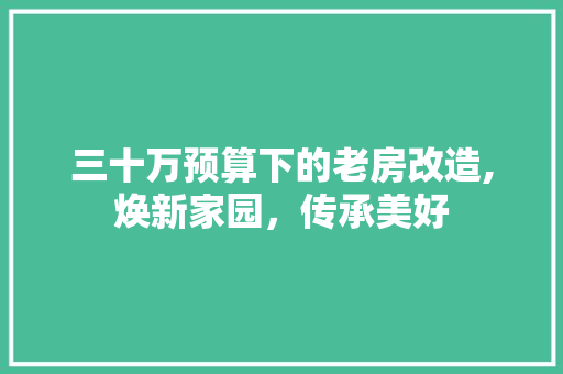 三十万预算下的老房改造,焕新家园，传承美好 建筑设计