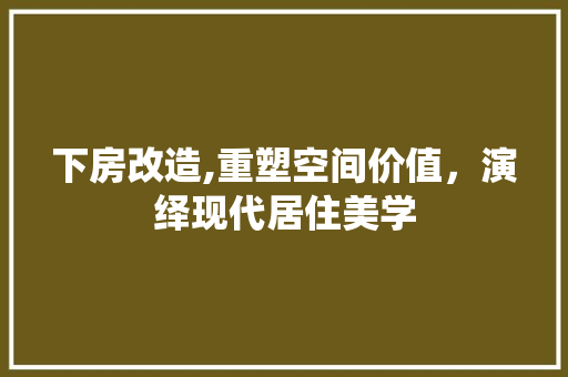 下房改造,重塑空间价值，演绎现代居住美学