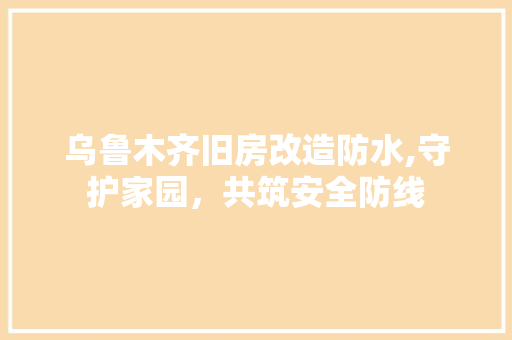 乌鲁木齐旧房改造防水,守护家园，共筑安全防线