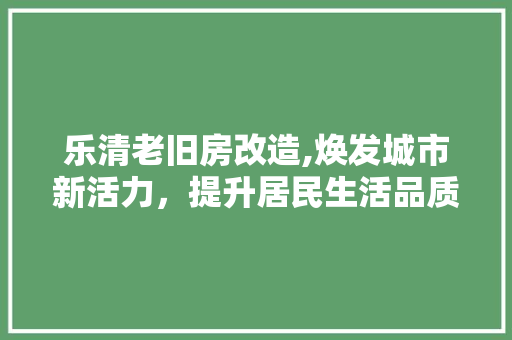 乐清老旧房改造,焕发城市新活力，提升居民生活品质