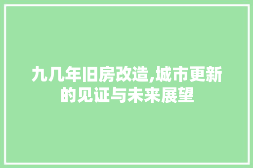 九几年旧房改造,城市更新的见证与未来展望 景观设计