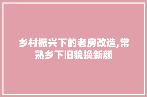 乡村振兴下的老房改造,常熟乡下旧貌换新颜 门窗装修