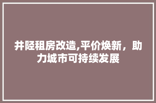 井陉租房改造,平价焕新,助力城市可持续发展 装修攻略 井陉租房改造,平价焕新,助力城市可持续发展 装修攻略