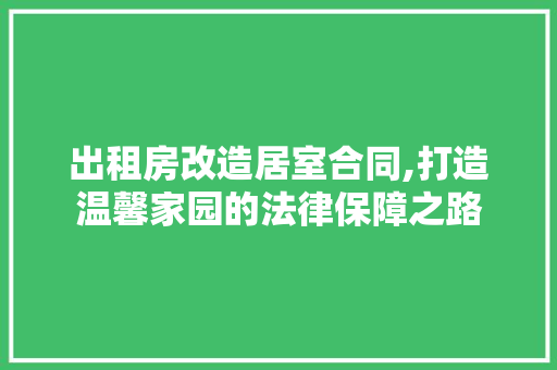 出租房改造居室合同,打造温馨家园的法律保障之路