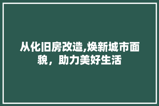 从化旧房改造,焕新城市面貌，助力美好生活 装修攻略