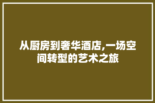 从厨房到奢华酒店,一场空间转型的艺术之旅 门窗装修