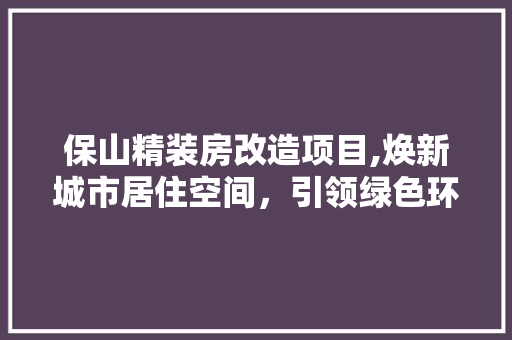 保山精装房改造项目,焕新城市居住空间，引领绿色环保新潮流 地面装修