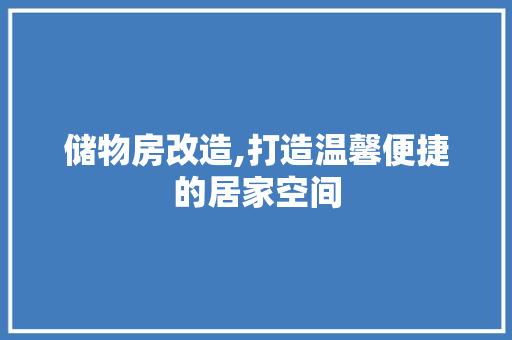 储物房改造,打造温馨便捷的居家空间