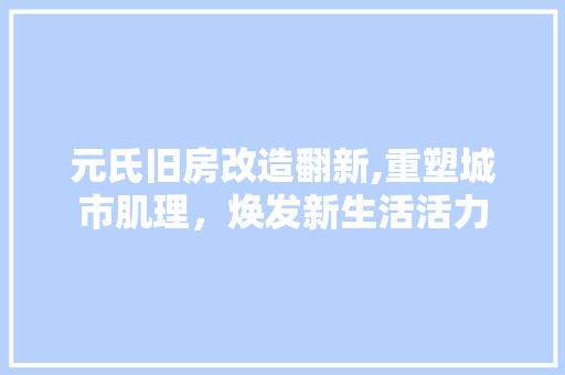 元氏旧房改造翻新,重塑城市肌理，焕发新生活活力 装修材料