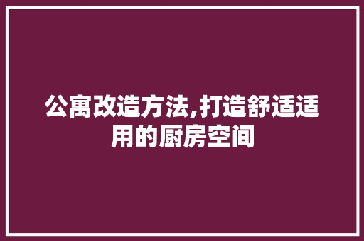 公寓改造方法,打造舒适适用的厨房空间 墙面装饰