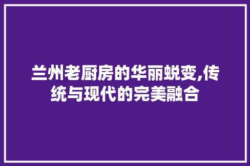 兰州老厨房的华丽蜕变,传统与现代的完美融合