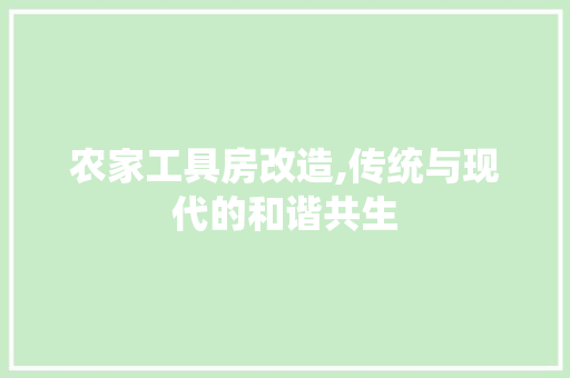 农家工具房改造,传统与现代的和谐共生 建筑设计