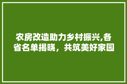 农房改造助力乡村振兴,各省名单揭晓，共筑美好家园
