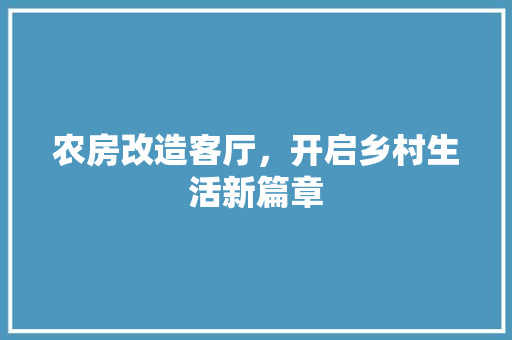 农房改造客厅，开启乡村生活新篇章