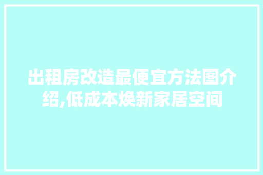 出租房改造最便宜方法图介绍,低成本焕新家居空间