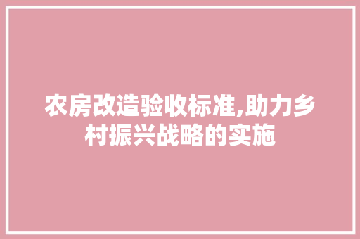 农房改造验收标准,助力乡村振兴战略的实施 墙面装饰
