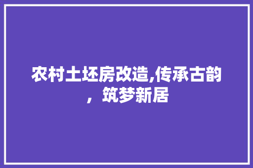 农村土坯房改造,传承古韵，筑梦新居 庭院装修