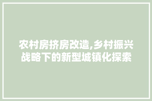农村房挤房改造,乡村振兴战略下的新型城镇化探索 隔断设计