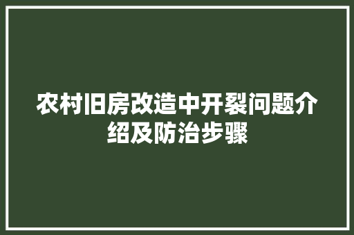 农村旧房改造中开裂问题介绍及防治步骤