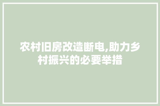 农村旧房改造断电,助力乡村振兴的必要举措 墙面装饰