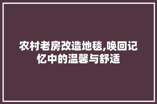 农村老房改造地毯,唤回记忆中的温馨与舒适 建筑设计