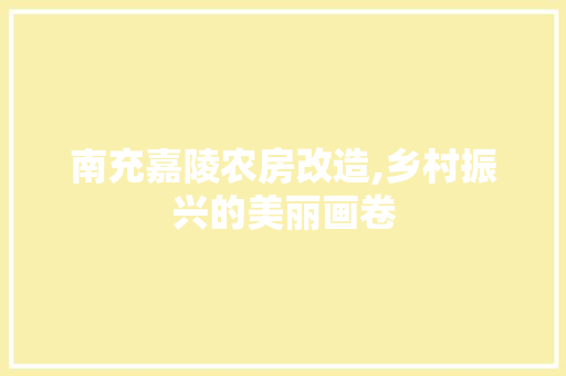 南充嘉陵农房改造,乡村振兴的美丽画卷 装修材料