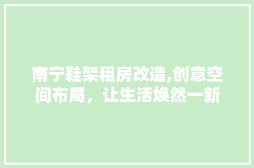 南宁鞋架租房改造,创意空间布局，让生活焕然一新