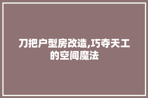 刀把户型房改造,巧夺天工的空间魔法