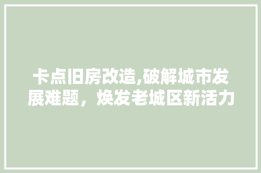 卡点旧房改造,破解城市发展难题，焕发老城区新活力