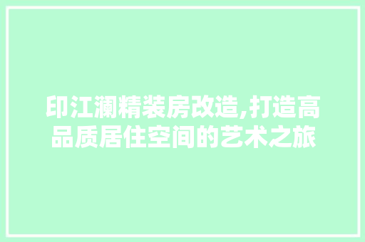 印江澜精装房改造,打造高品质居住空间的艺术之旅 墙面装饰
