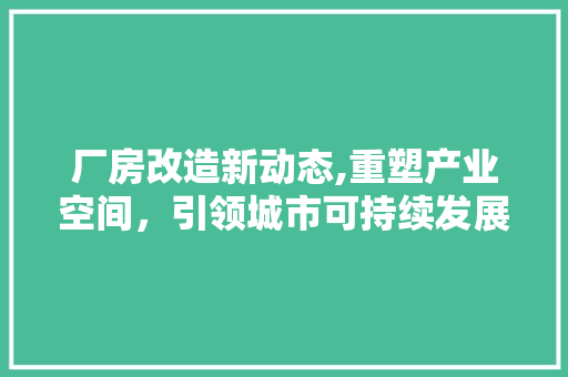 厂房改造新动态,重塑产业空间，引领城市可持续发展