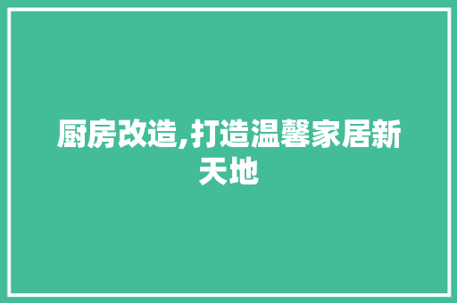 厨房改造,打造温馨家居新天地 门窗装修