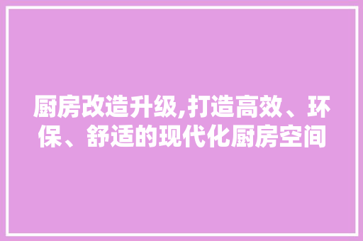 厨房改造升级,打造高效、环保、舒适的现代化厨房空间 建筑设计