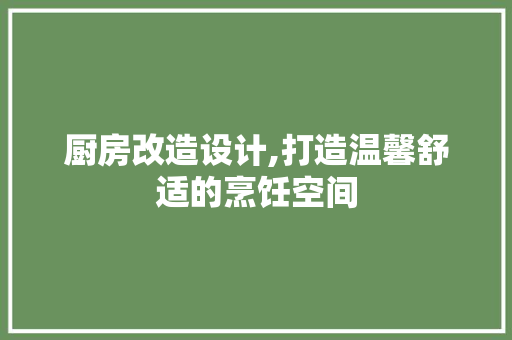 厨房改造设计,打造温馨舒适的烹饪空间