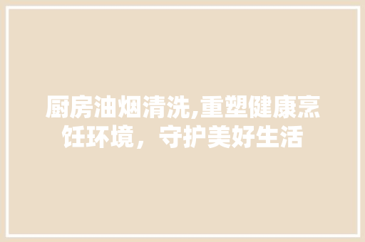 厨房油烟清洗,重塑健康烹饪环境，守护美好生活