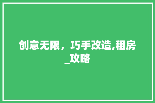 创意无限，巧手改造,租房_攻略