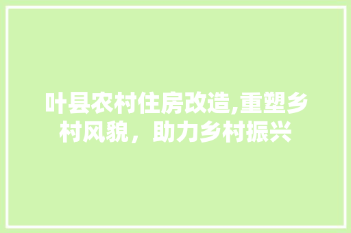 叶县农村住房改造,重塑乡村风貌，助力乡村振兴 景观设计
