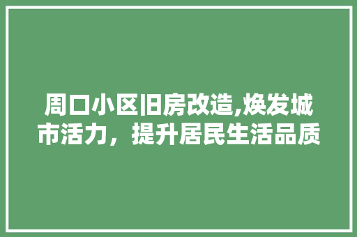 周口小区旧房改造,焕发城市活力,提升居民生活品质 门窗装修 周口小区旧房改造,焕发城市活力,提升居民生活品质 门窗装修