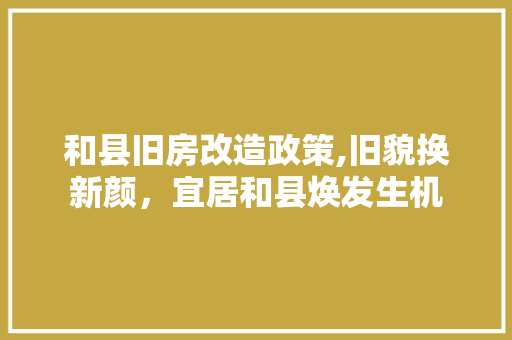 和县旧房改造政策,旧貌换新颜，宜居和县焕发生机
