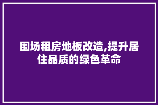 围场租房地板改造,提升居住品质的绿色革命 地面装修