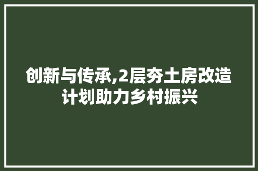 创新与传承,2层夯土房改造计划助力乡村振兴
