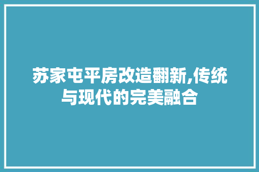 苏家屯平房改造翻新,传统与现代的完美融合