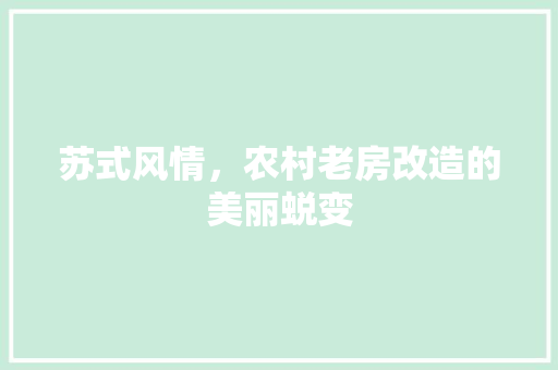 苏式风情，农村老房改造的美丽蜕变