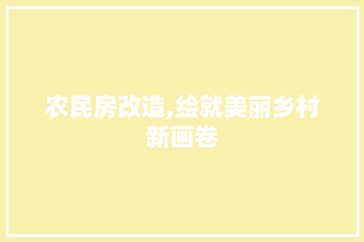 农民房改造,绘就美丽乡村新画卷