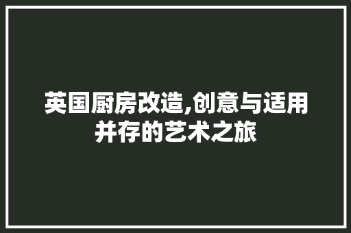 英国厨房改造,创意与适用并存的艺术之旅 建筑设计